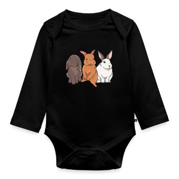 Conception de lapin mignon pour les propriétaires de lapins - Body Bébé bio manches longues - noir - Devant