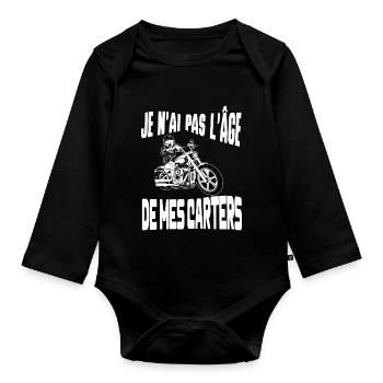 je n'ai pas l'âge de mes carters - Body Bébé bio manches longues - noir - Devant