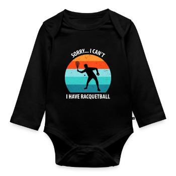 Racqueetball - Organic Longsleeve Baby Bodysuit - black - Front