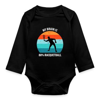 Racqueetball - Organic Longsleeve Baby Bodysuit - black - Front