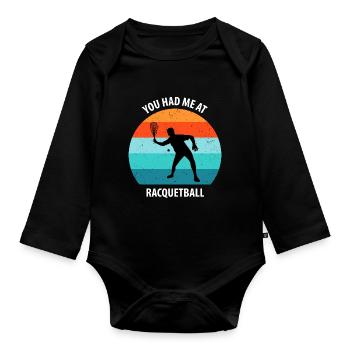 Racqueetball - Organic Longsleeve Baby Bodysuit - black - Front