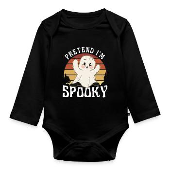 Costume d’Halloween fantôme groovy mignon, faire semblant que je suis - Body Bébé bio manches longues - noir - Devant