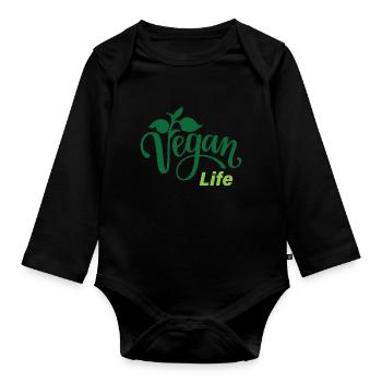 Un mode de vie végétalien pour les fiers végétaliens - Body Bébé bio manches longues - noir - Devant