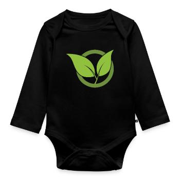 Conception d’icône de feuilles vertes pour les fiers végétaliens - Body Bébé bio manches longues - noir - Devant