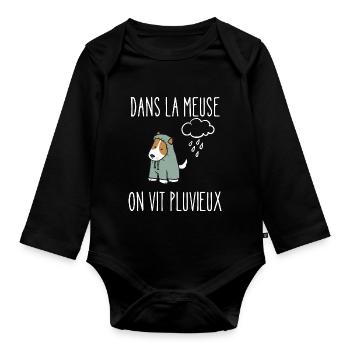 dans la meuse on vit pluvieux - Body Bébé bio manches longues - noir - Devant