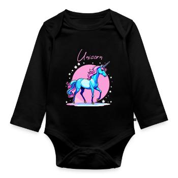 Licorne - Body Bébé bio manches longues - noir - Devant