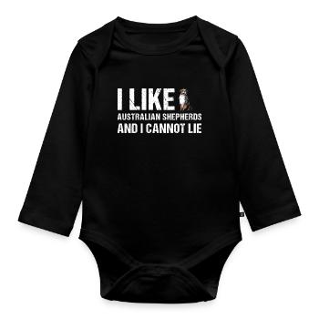 Dog I Like Aussie And I Cannot Lie - Baby Bio-Langarm-Body - Schwarz - Vorne