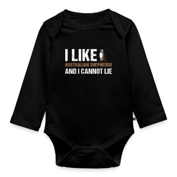 Dog I Like Aussie And I Cannot Lie - Baby Bio-Langarm-Body - Schwarz - Vorne