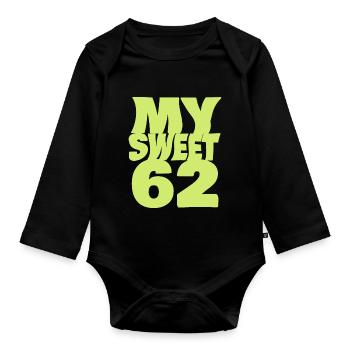 Sweet 62 - Organic Longsleeve Baby Bodysuit - black - Front