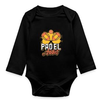 Accro au padel, Tennis de padel - Body Bébé bio manches longues - noir - Devant