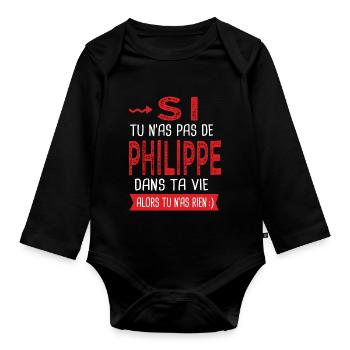 Philippe Si tu n as pas un bruno Cadeau Philippe - Body Bébé bio manches longues - noir - Devant