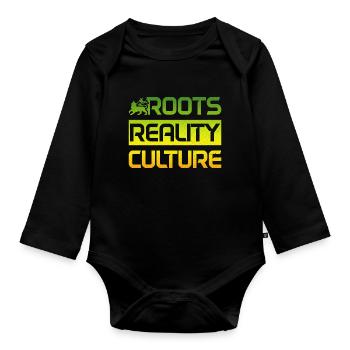 Reggae Musik Rastafari Jamaika - Baby Bio-Langarm-Body - Schwarz - Vorne