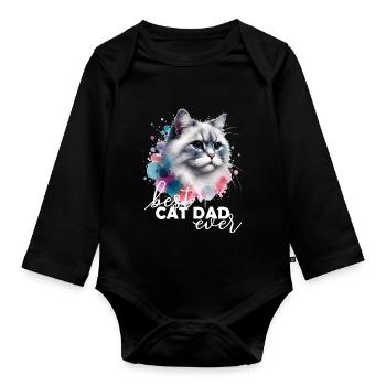 Best Cat Dad Ever Katze - Organic Longsleeve Baby Bodysuit - black - Front