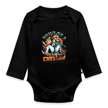 Video Gaming Cheetaah Esport Gaming Nerd Gamer - Baby Bio-Langarm-Body - Schwarz - Vorne