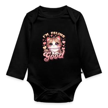 Funny Cat Lady, Cat Mom - Organic Longsleeve Baby Bodysuit - black - Front