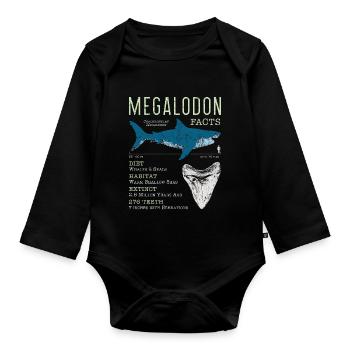 Megalodon Facts - Organic Longsleeve Baby Bodysuit - black - Front