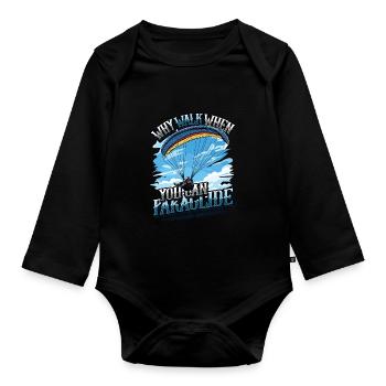 Parachutisme Parachutisme Parapente - Body Bébé bio manches longues - noir - Devant