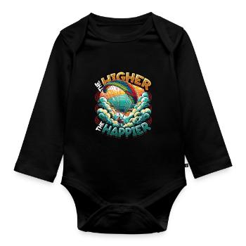 Skydiving Parachute Skydiving Paragliding - Organic Longsleeve Baby Bodysuit - black - Front