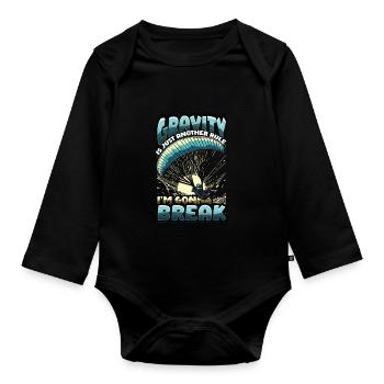 Skydiving Parachute Skydiving Paragliding - Organic Longsleeve Baby Bodysuit - black - Front