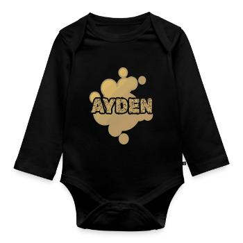 Geschenk für Ayden - Baby Bio-Langarm-Body - Schwarz - Vorne