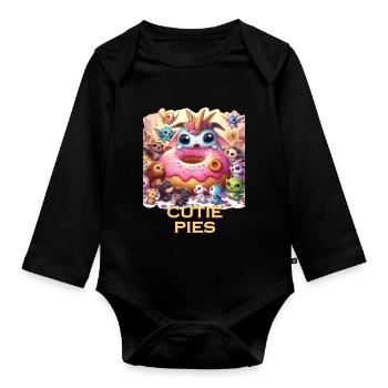 Cutie Pies - Organic Longsleeve Baby Bodysuit - black - Front