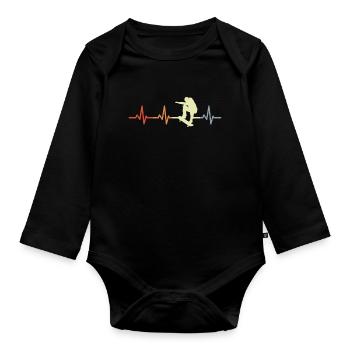 Vintage Skater Heart Palpitations - Organic Longsleeve Baby Bodysuit - black - Front