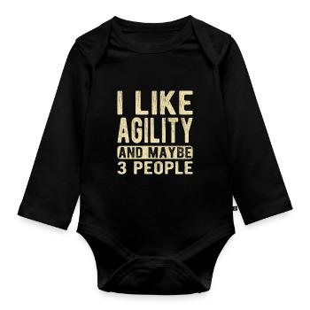 Agility Saying - Organic Longsleeve Baby Bodysuit - black - Front