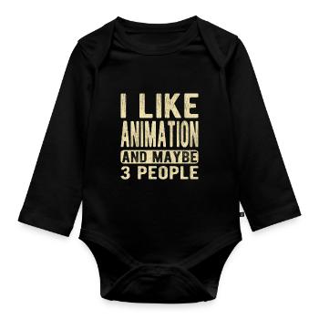 Animation Spruch - Baby Bio-Langarm-Body - Schwarz - Vorne