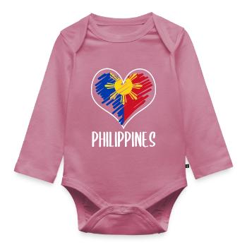Philippinen Filipino Flagge Stolz I Geschenk - Baby Bio-Langarm-Body - Mauve - Vorne