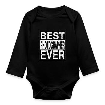 Best Photographer Ever Photographer Gift - Organic Longsleeve Baby Bodysuit - black - Front