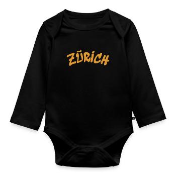Zürich - Schweiz - Switzerland - Swiss - Slogan - Organic Longsleeve Baby Bodysuit - black - Front