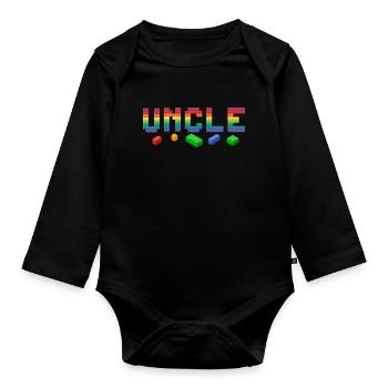 Onkel Baumeister Bausteine Blöcke Familie - Baby Bio-Langarm-Body - Schwarz - Vorne