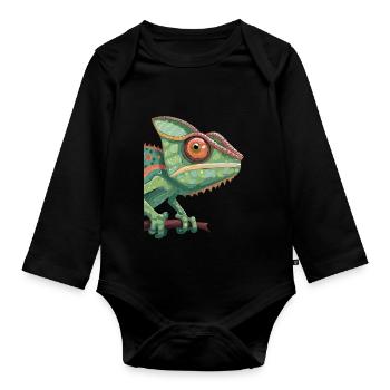 Chameleon - Organic Longsleeve Baby Bodysuit - black - Front