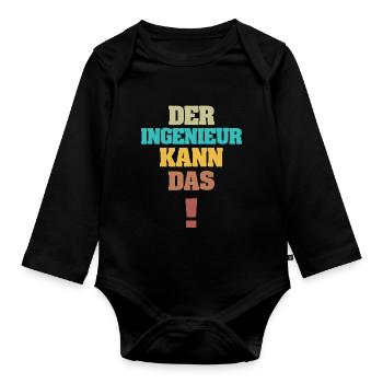 Engineer as Funny - Organic Longsleeve Baby Bodysuit - black - Front