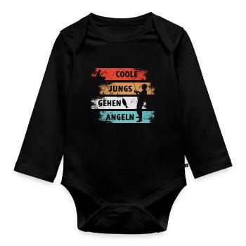 Cool Guys Go Fishing Angler - Organic Longsleeve Baby Bodysuit - black - Front