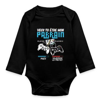 Do you want to be My Godfather Gamer Godfather Geek - Organic Longsleeve Baby Bodysuit - black - Front