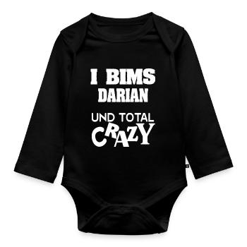 Vorname Darian - Baby Bio-Langarm-Body - Schwarz - Vorne