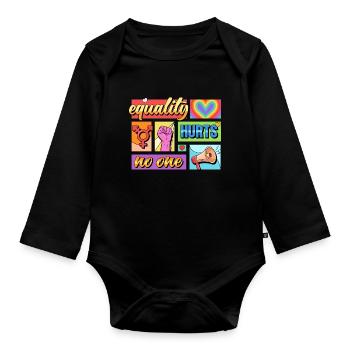 Equality Hurts No One Pride LGBTQIA+ Design - Baby Bio-Langarm-Body - Schwarz - Vorne