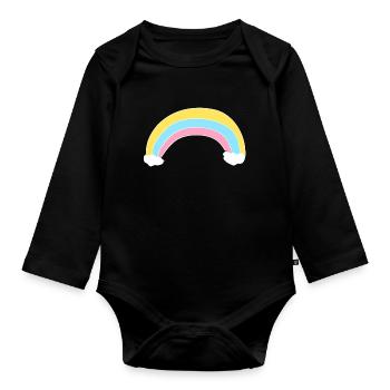 regenbogen symbol wolken - Baby Bio-Langarm-Body - Schwarz - Vorne