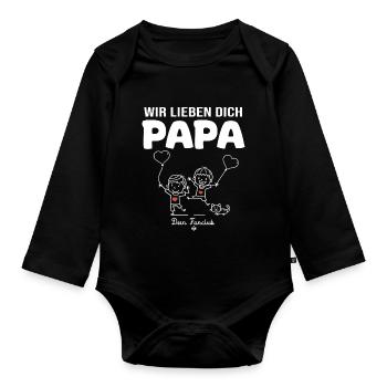 Wir lieben dich Papa dein Fanclub 2 kinder - Baby Bio-Langarm-Body - Schwarz - Vorne