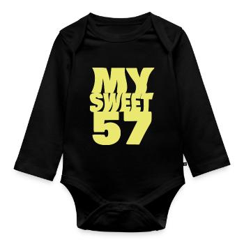 Birthday 57 - Organic Longsleeve Baby Bodysuit - black - Front