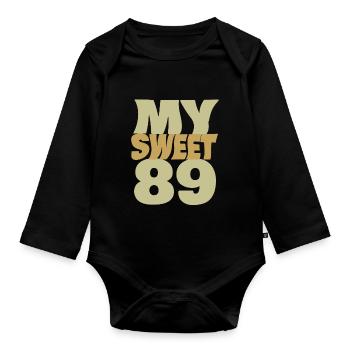 Sweet 89 - Organic Longsleeve Baby Bodysuit - black - Front