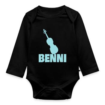 Benni als Bratsche - Baby Bio-Langarm-Body - Schwarz - Vorne
