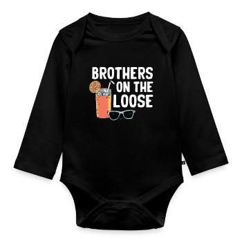 Brothers On The Loose Sibling Journey - Organic Longsleeve Baby Bodysuit - black - Front