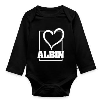 Gift for Albin - Organic Longsleeve Baby Bodysuit - black - Front