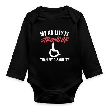 Rollstuhl - Baby Bio-Langarm-Body - Schwarz - Vorne