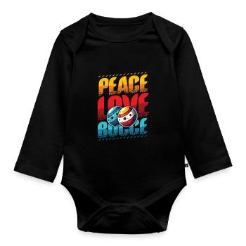 Peace Love Boccia - Éventails de Boccia Style Vintage - Body Bébé bio manches longues - noir - Devant