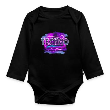 Techno - Body Bébé bio manches longues - noir - Devant