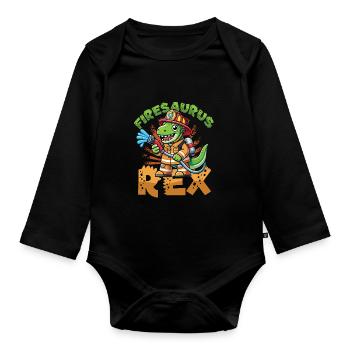 Firesaurus Rex Fire Brigade Dinosaur Adventure - Body Bébé bio manches longues - noir - Devant