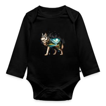 Wilderness Inside the Bear Retro Vintage - Body Bébé bio manches longues - noir - Devant